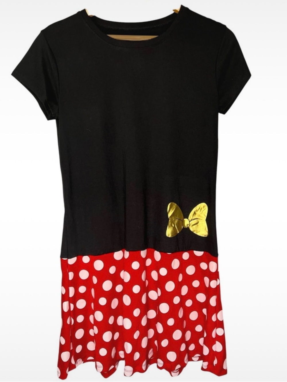 Disney Minnie Mouse Rocks the Dots T-Shirt Dress Polka Dots Bow Coquette